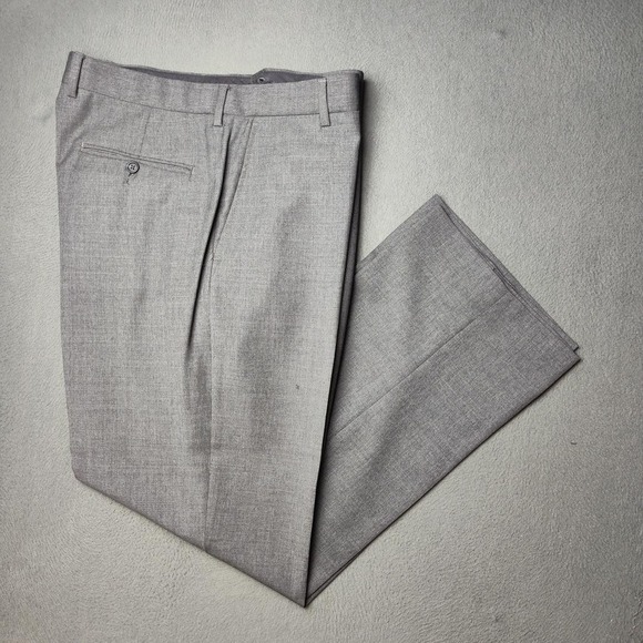 J Crew Pants Mens 33x30 Gray 100% Wool Dress Trouser Flat Front Made Canada - Picture 1 of 16